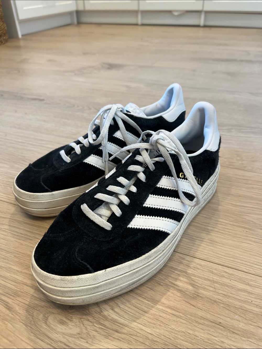 adidas Black and White Suede Men’s Platform Sneakers